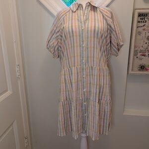 NWT Pastel Striped Button-Down Dress